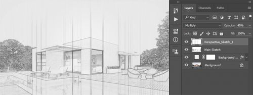 آموزش ایجاد افکت اسکچ معماری در فتوشاپ